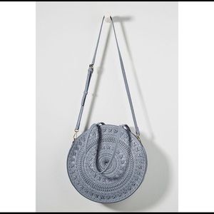 Anthropologie Blue Woven Circle Purse